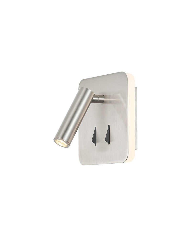 CAYMAN SQ* APLIQUE SATIN NICKEL LECTOR LED 3W+6W 3000K